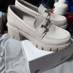 Milky Beige White Loafers, 6.5