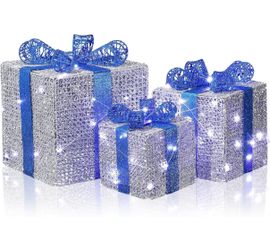 Lighted Gift Box Christmas Decorations Set of 3