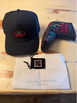 Scotty Cameron Circle T marker, blade cover, and melin hat