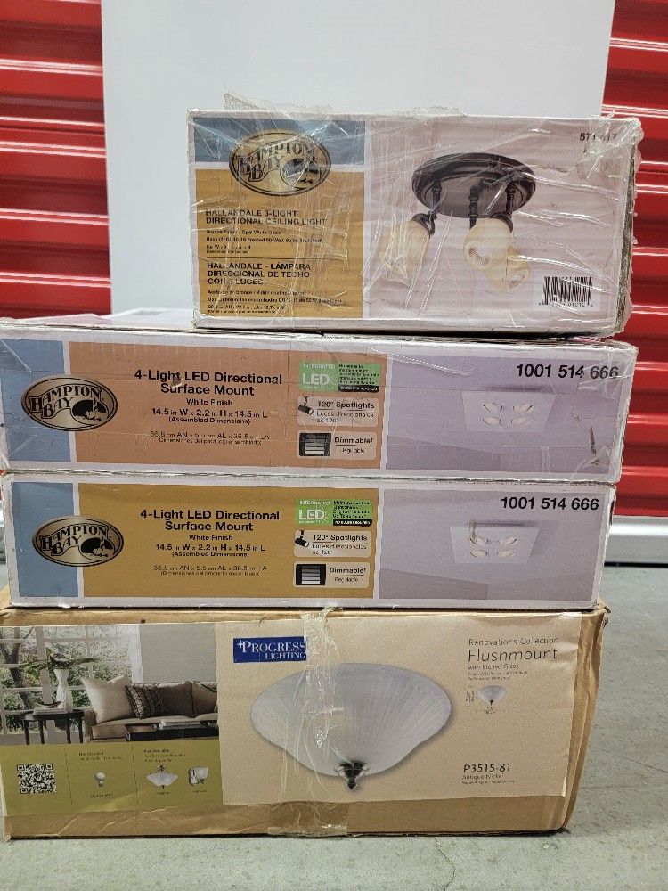 Lot Of (4) Ceiling Mount Flush surface Directional Lights, NEW