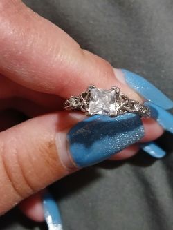Silver Ring with Princess Cut Stone