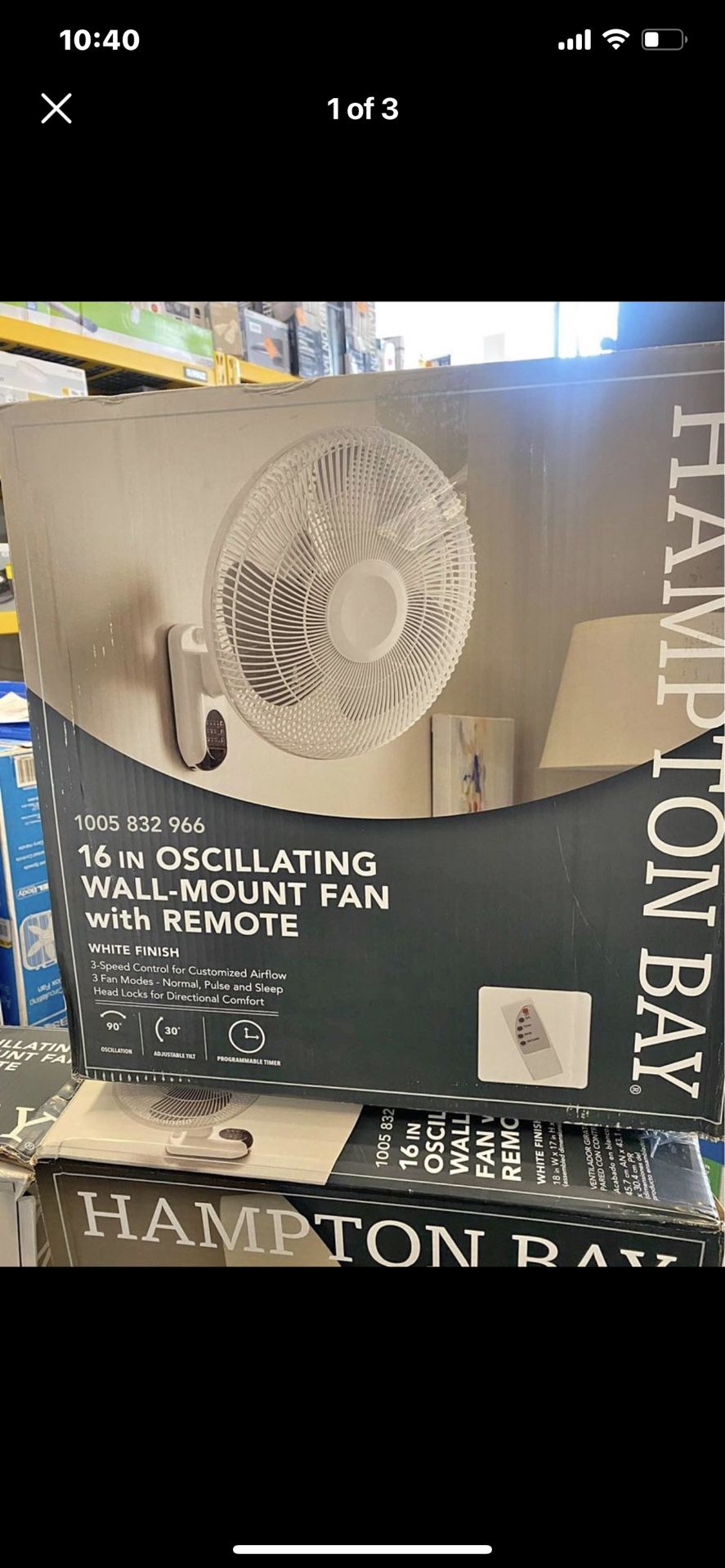 Hampton Bay Wall Mount Fan White