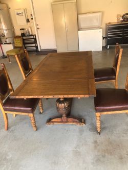 Antique Dining Table with Chairs