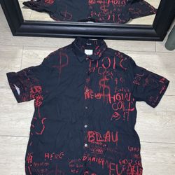 Y2K Ksubi Scribbles Short Sleeve Button Up Shirt