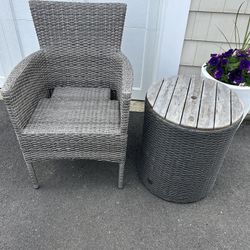 Patio Chair And Storage Table 