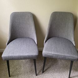 Pair Of Chairs, Grey Upholstery