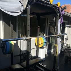 💪 COMPLETE HOME GYM FOR SALE – RACK + BAR + WEIGHTS + DUMBBELL SET! 💪