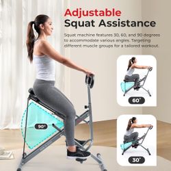 Sunny Health & Fitness Row-N-Ride Squat Assist Trainer, Foldable & Easy Setup Exercise Equipment 