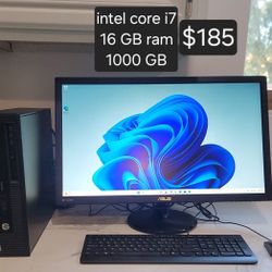 Windows 11 pro HP ProDesk computer Intel core i7.16 GB ram. 1000 GB storage. DELIVERY AVAILABLE. 