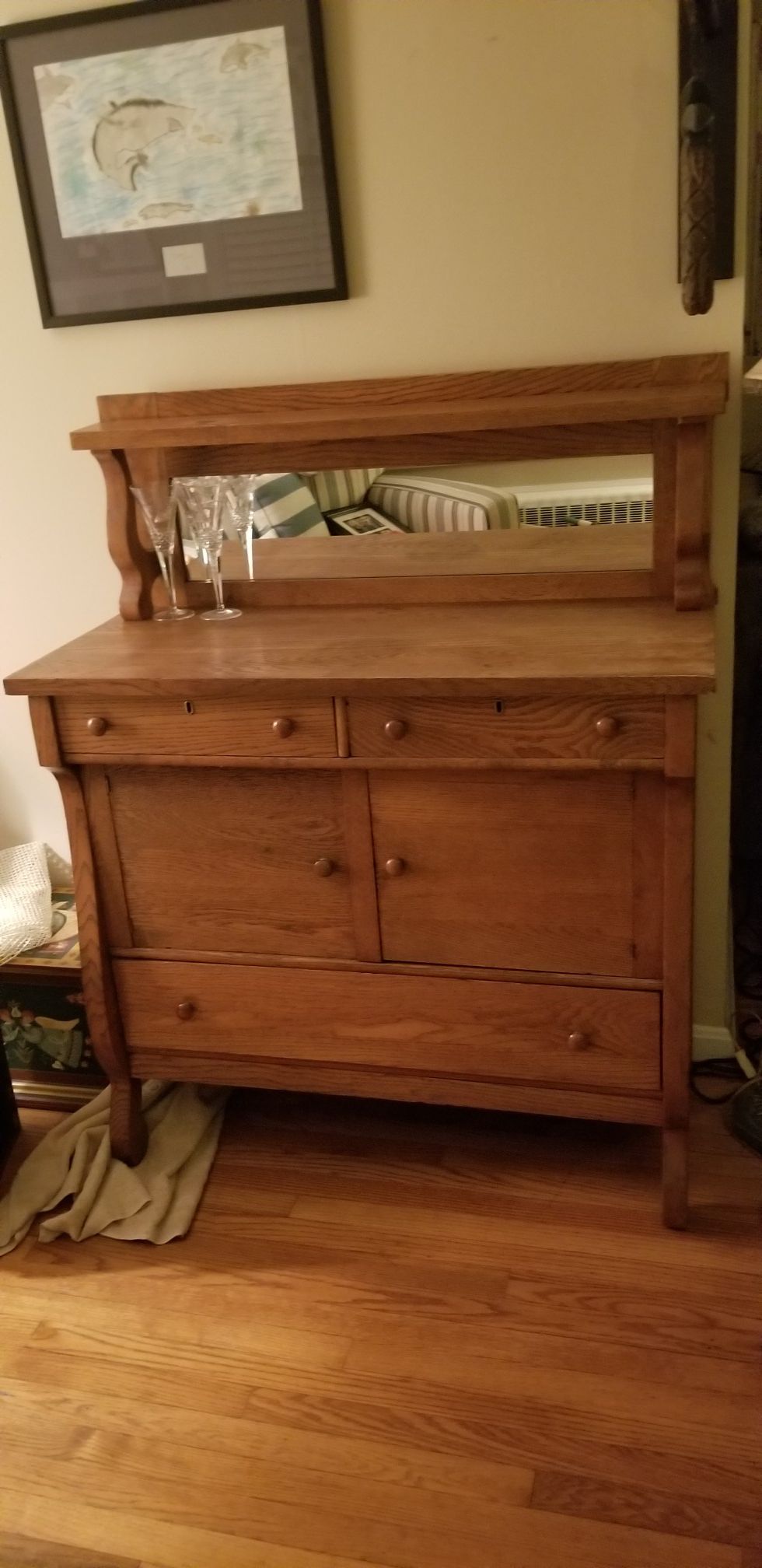 Antique buffet with mirror