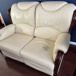 LOVE SEAT TAN LEATHER 