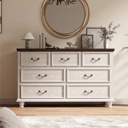 Modern 7-Drawer Dresser with Jewelry Drawer, 54" Wide Storage Chest for Bedroom & Hallway