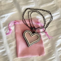New  Heart Locket Necklace-Costume Jewelry, Black