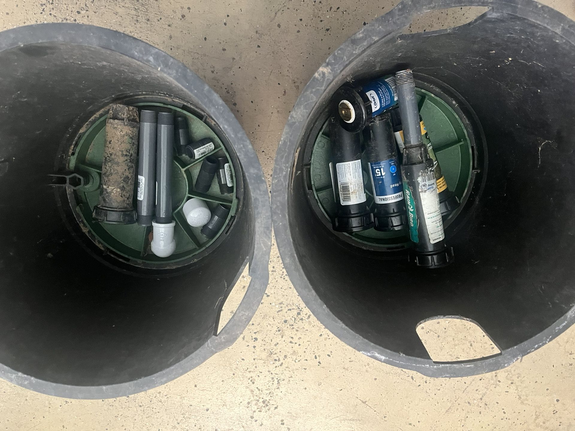 2 Sprinkler Valve Covers With Miscellaneous Sprinkler Supplies
