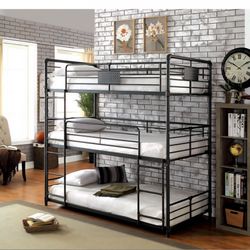 Bunk Bed Triple Twin Antique Black Metal , New Especial Price 