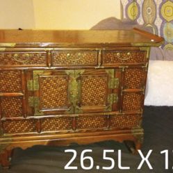 Beautiful Korean Bamboo And Wood Side Table