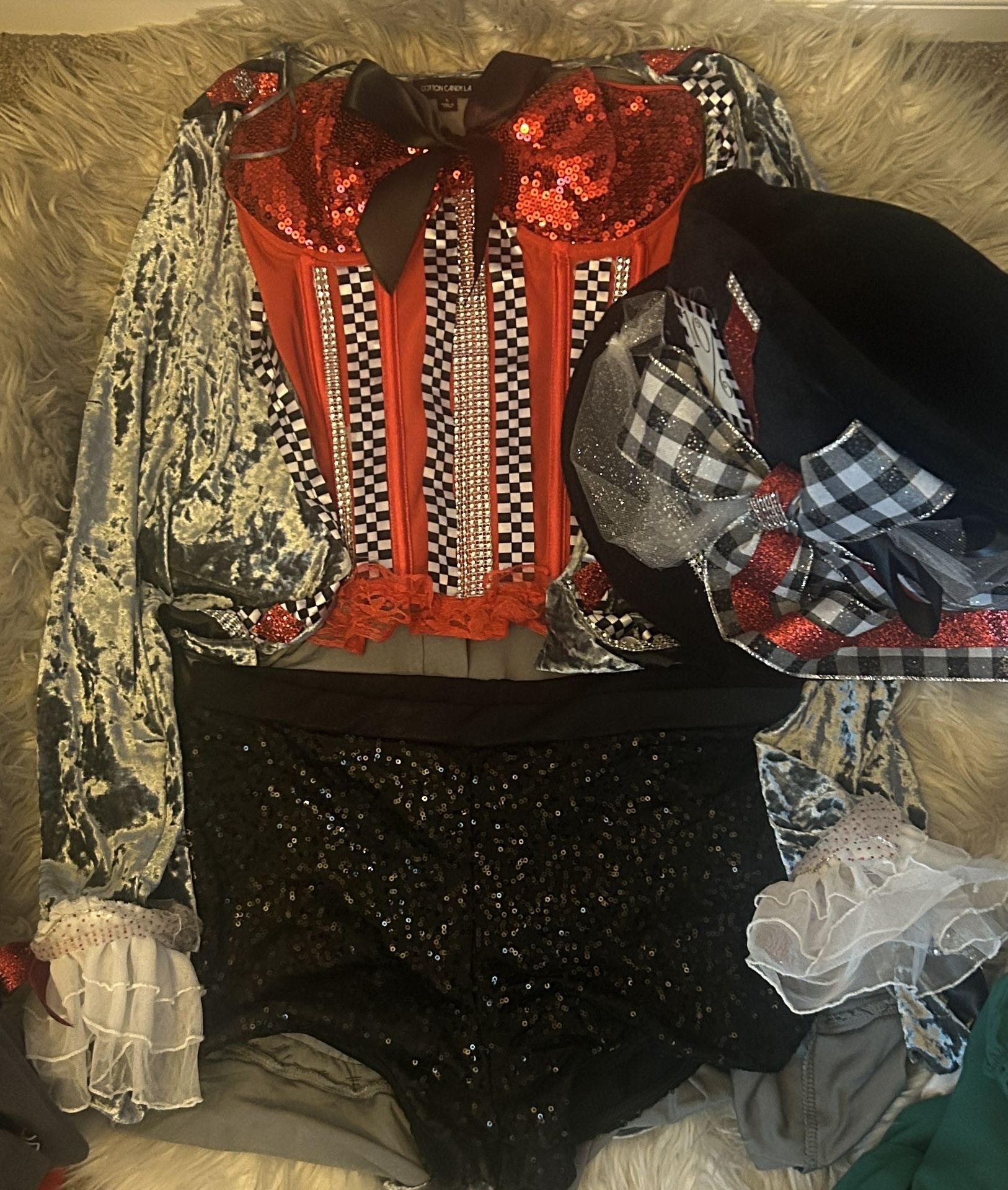 Women Red and Black mad hatter costume size small