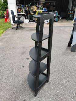 Black 4-Tier Ladder Shelf with Round Shelves