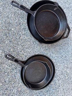 Cast Iron Skillet Set — 4 Pans, Pre-Seasoned — $25 OBO
