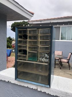 Vintage Akro Mils parts cabinet