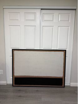 Large Mid-Century Modern Abstract Framed Canvas Wall Art - 55" x 39.5"