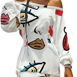 Off Shoulder White Sweater Dress Mini