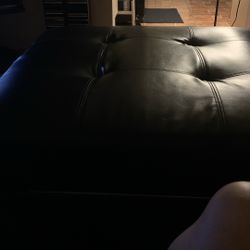 Black Faux Leather Ottoman