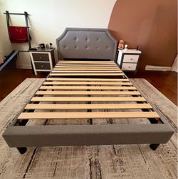 Upholstered modern queen bed frame headboard