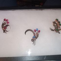 Vintage Silver With Stones Pins