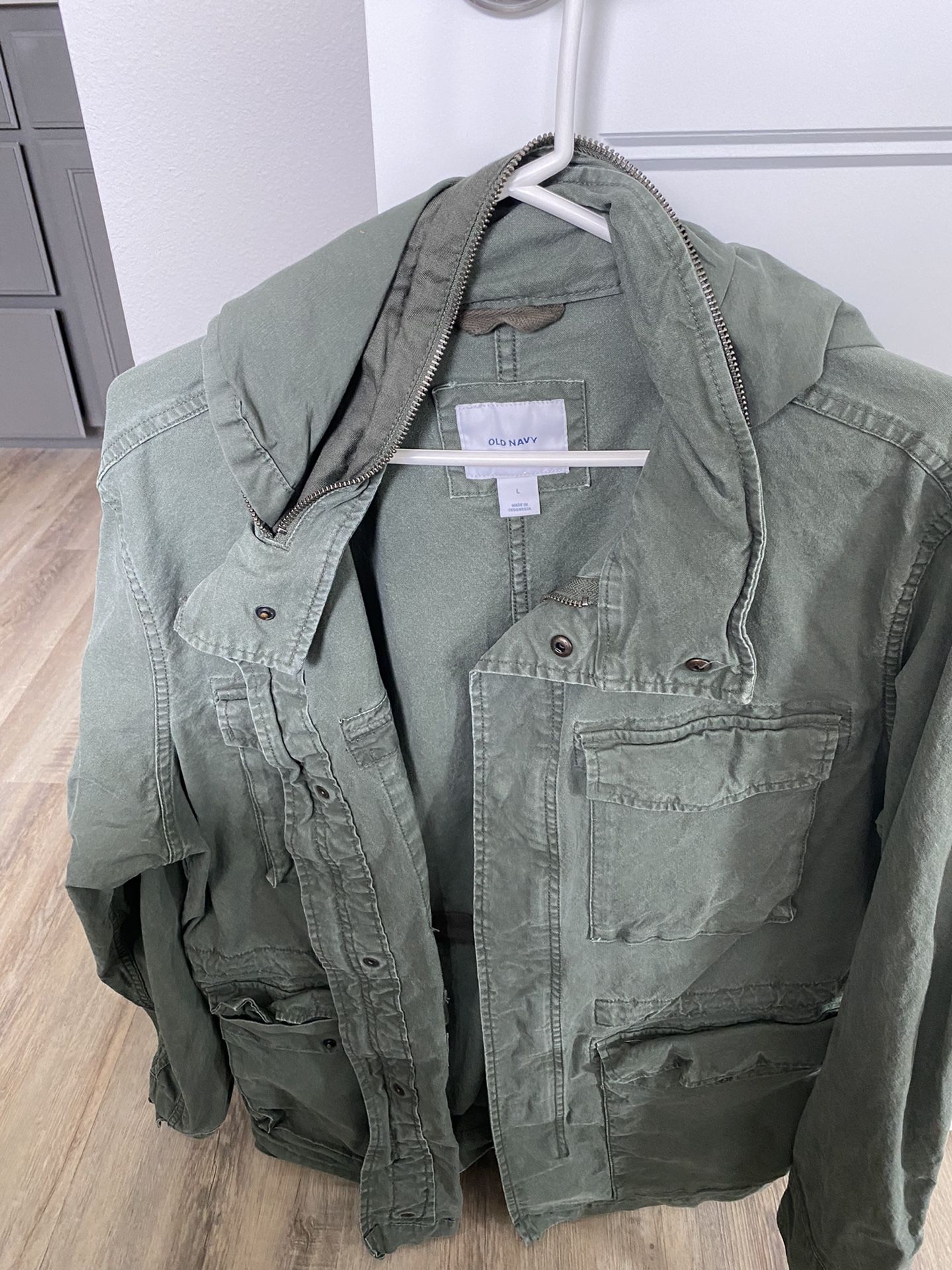 Green Bomber Jacket With Hood