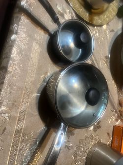 Two Saucepans with Glass Lids