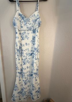 White/Blue  flowery dress