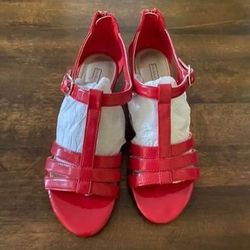 Laura Scott 5.5 Red Patent Leather Wedge Shoes