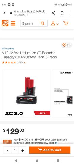 Milwaukee M12 3.0Ah Battery 2 Pack Thumbnail