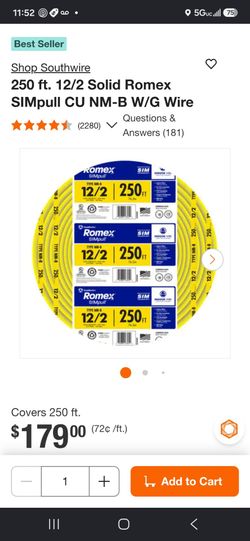 12/2 Romex wire 250ft.