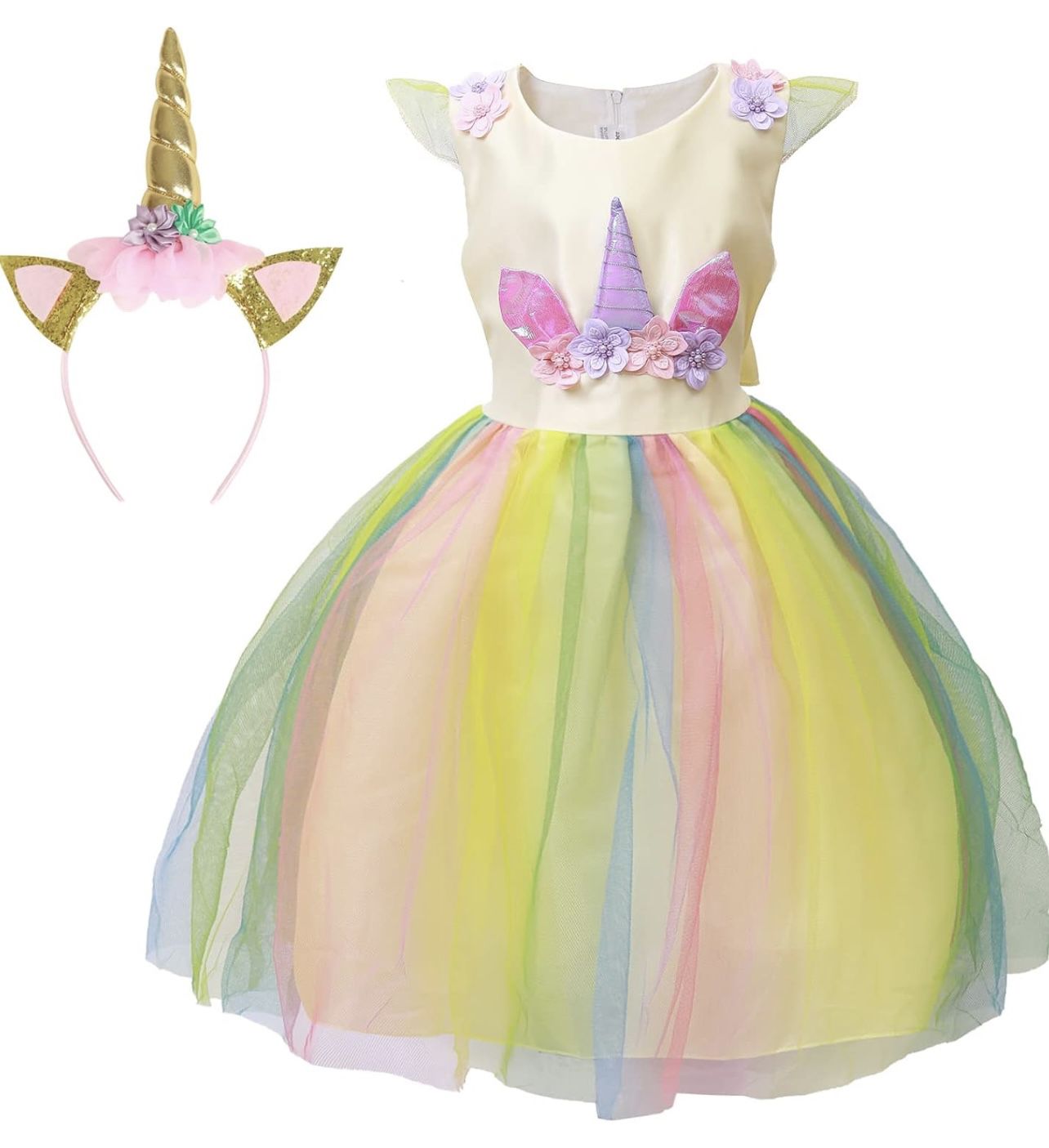 Unicorn Princess Halloween Costume Birthday Party Dress Girls Size 7-8