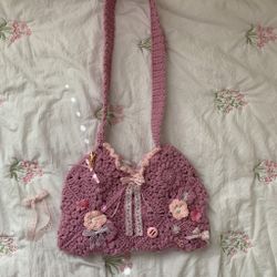 Cute Pink Crochet Bag