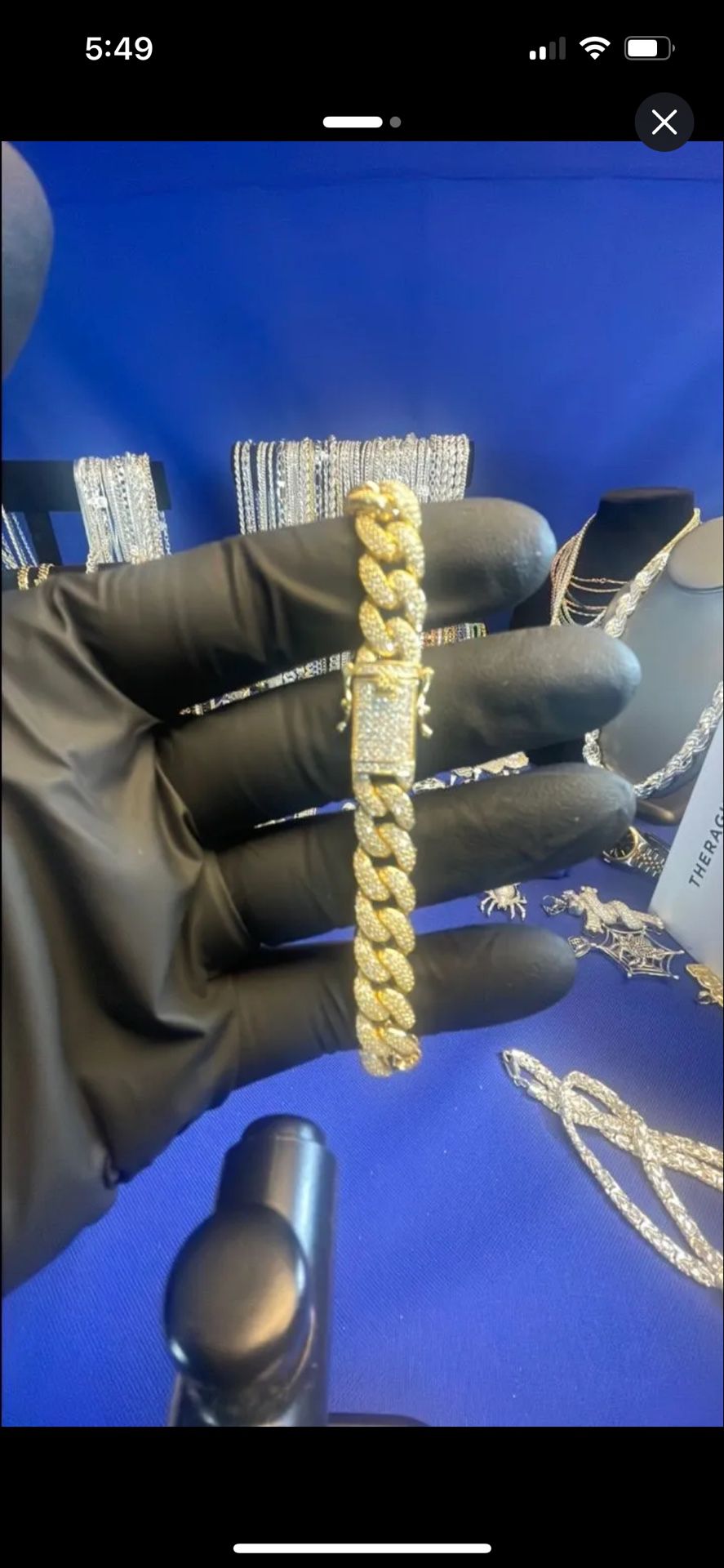 8in 9.5mm Golden MOISSANITE Cuban Link Bracelet 925