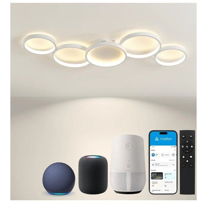 SKY ANGLE Smart LED Ceiling Light for Bedroom, Dimmable