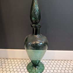 Vintage MCM Green Decanter 