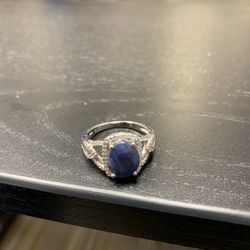 3-carat Beautiful Blue Natural Sapphire with rhodium over sterling silver ring Women’s Jewelry 