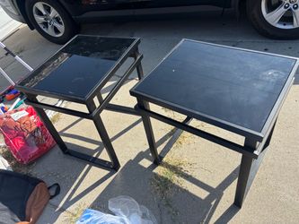 Black glass top end tables