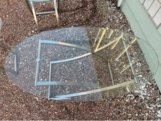 Glass and silver metal coffee table and end tables
