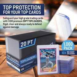 NEW 100 count Premium Seamless 20PT Thick Top Loaders for Cards | Top Loader Card Holder, Baseball Card Sleeves Hard Plastic, Hard Trading Cards Sleev