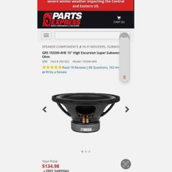 GRS 15SSW-4HE 15" High Excursion Subwoofer, 4 Ohm, Black, Wired, 15 in