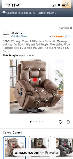 Large Power Lift Recliner Chair with Massage and Heat