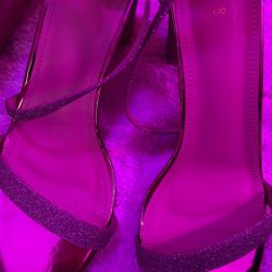 Classy Pink Glitter Sparkly Med High Heels 