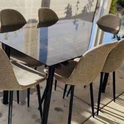  ✨ Modern Glass Dining Table + Upholstered Chairs — Beautiful Set! ✨  