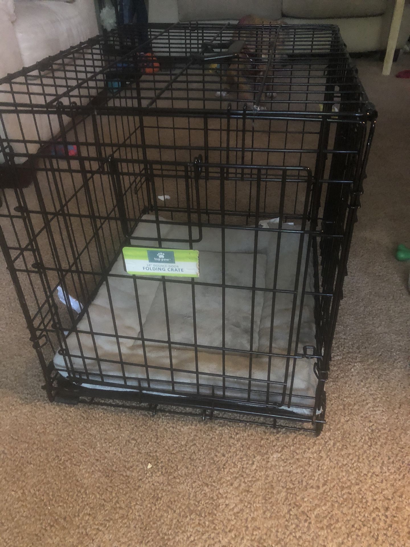 Dog crate with bed