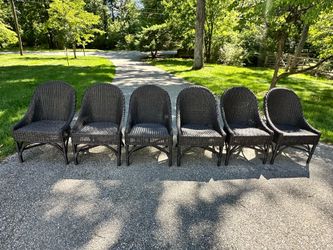6 Pottery Barn synthetic wicker outdoor chairs